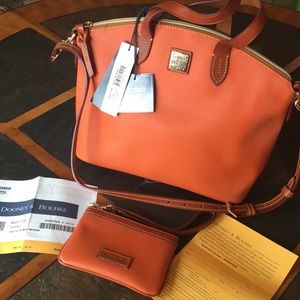 Dooney & Bourke Orange Leather Satchel/Wristlet